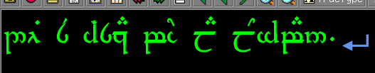 a screenshot of yudit writing Tengwar-encoded lojban